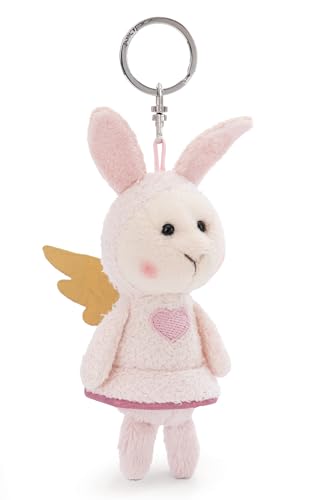 NICI Porte-clés Ton Ange Gardien Lapin avec Cœur 10cm Rose - Pendentif Animal avec Anneau métallique pour accrocher aux clés, à la Corde, au Sac et Plus...