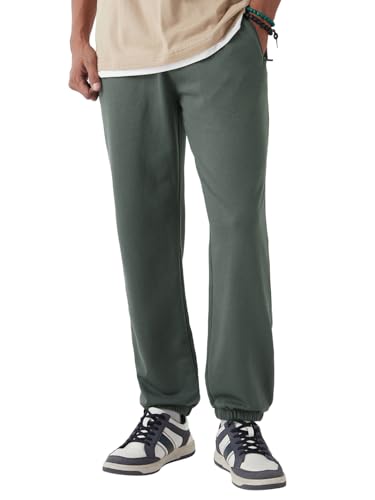 Image of Bewakoof Men's Solid Oversized Fit Cotton Poly Joggers