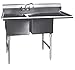 Winholt WS2T1618RD24 SS Series Stainless Sink, 2 Compartment with 1 Drain Board, 16 Gauge, DRBD Right, 12" Water Level, 60-1/2" Length x 23-1/2" Width