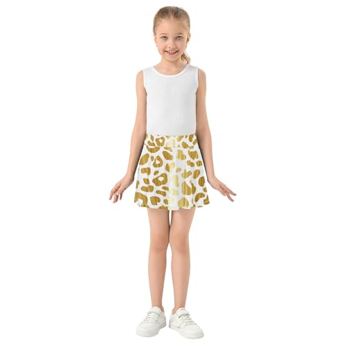 Athletic Shorts Girls Skorts Toddler Tennis Skirts Cheer Butterfly Skirt Golden Leopard Spots White 3t3
