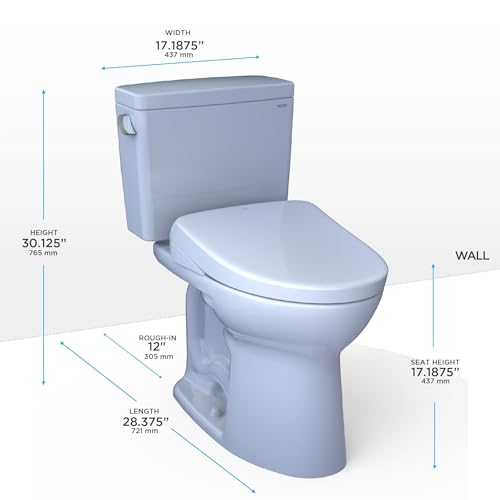 Image of TOTO Drake WASHLET+ Two-Piece Elongated 1.28 GPF Universal Height TORNADO FLUSH Toilet with Auto Flush S7 Contemporary Bidet Seat, Cotton White - MW7764726CEFGA#01