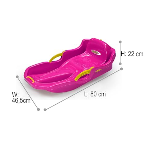 Luge plastique durable 80 cm rose avec levier de direction - 3