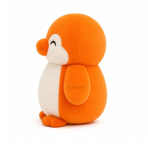 Image of Shy Penguin Soft Toy for Girls Boys Kids,Orange,Penguin Animal Plush Stuffed Baby Teddy Gift Birthday, 18cm