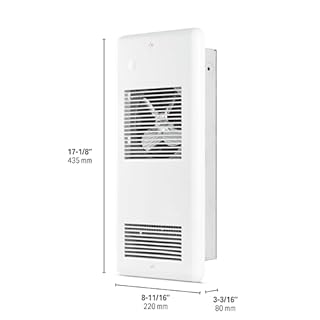 Stelpro Radiateur mural RWF0502W 500 W, 43,5 x 22,1 cm, 240 V, contrôlé par thermostat mural (vendu séparément), série Pulsair – Radiateur soufflant mural très silencieux, blanc