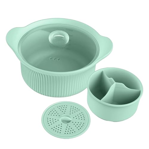 Yanayi Vaporizador para microondas, silicona apta para alimentos, con mango, apto para microondas, apto para lavavajillas, para el hogar, accesorios de cocina, pasta, pasta, sopa y pescado