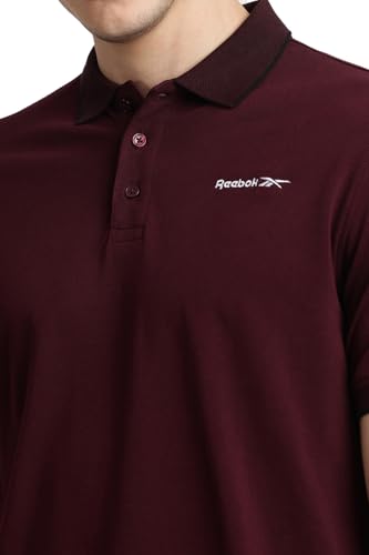 Image of Reebok Men's Jacquard Collar Polo T-Shirt, Smart Casual Regular Fit Polo Tee with Premium Detailing for Work and Weekend Wear