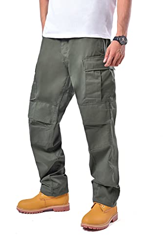 BACKBONE Mens Fashion Bright Camouflage Cargo Pants Military Combat Style BDU Pants (L, Army Green)