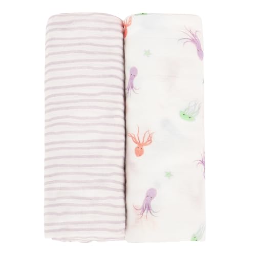 Image of Muslin Baby Swaddle - Breathable Receiving Blankets for Newborn Baby, 70% Viscose derived from Bamboo, 30% Spandex, Imported