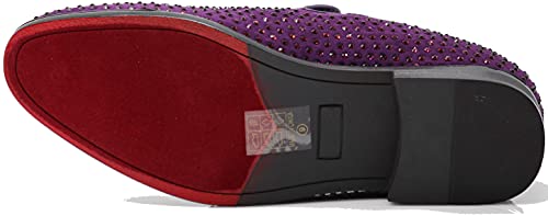 Image of SPK26 Men's Vintage Velvet Rhinestone Designer Dress Loafers Slip On Shoes Classic Tuxedo Dress Shoes