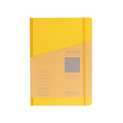 Cahier relié en tissu Fabriano Ecoqua Plus A4 ligné jaune de notes