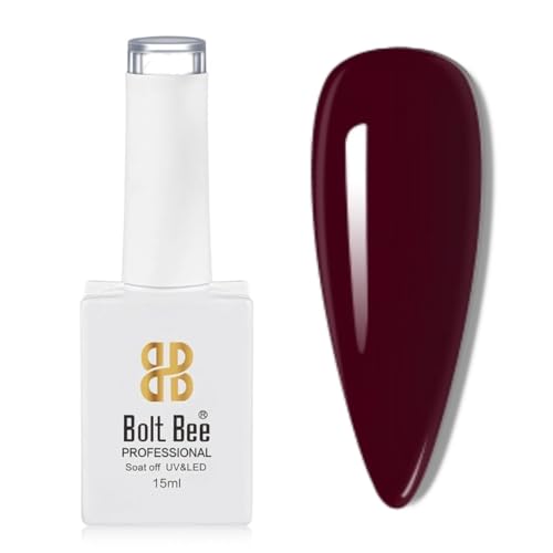 Image of Bolt Bee Maroon Red Color Gel Nail Polish Soak Off UV Gel DIY at Home Manicure Salon Nail Art (179, 15ml)