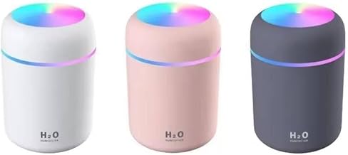 H2O LED Color Changing Humidifier Aroma Diffuser with Rainbow Lighting, Compact Design for Home, Office, 3 Colors Availabl...