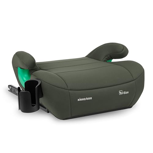 KikkaBoo Alzador Coche Niño ISOFIX i-POP, i-Size, 125-150 cm, Silla Coche Grupo 3, Elevador Coche, de 7 a 12 años (22-36 kg), Verde Militar