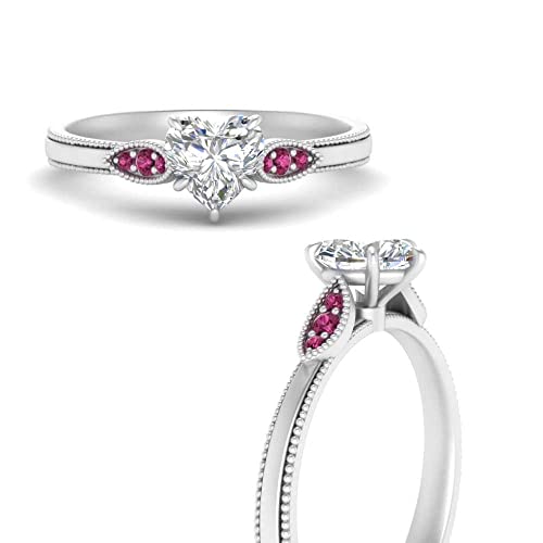 Image of Choose Your Gemstone Milgrain Simple Diamond CZ Ring Sterling Silver Heart Shape Milgrain Engagement Rings Everyday Jewelry Wedding Jewelry Handmade Gifts for Wife US Size 4 to 12