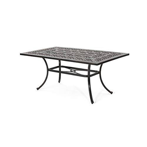 Christopher Knight Home Jamie Outdoor Rectangular Cast Aluminum Dining Table Shiny Copper