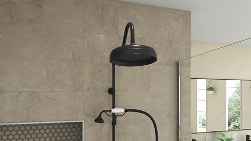 Image of Abbey 10 x 34 1 /2 Shower Faucet Set with Handshower, Matte Black