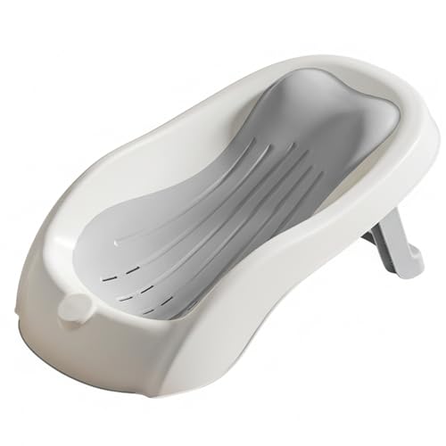 Multifunctional Non-Slip Infant Baby Bath Support for Newborns, Foldable Grey Baby Bathtub for Sink or Tub, Ergonomic Design, Easy Storage