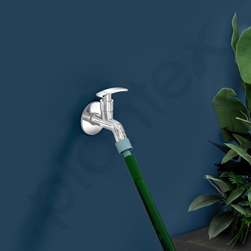 Image of Plantex Single Lever Body Bib Cock Water Tap with Water Saving Nozzle and Brass Spindle /Washing Machine Tap with Wall Flange and Teflon Tape- Pack of 2 (1206-Chrome)