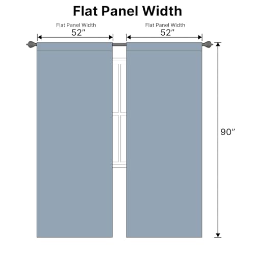 Image of H.VERSAILTEX Blue Back Tab Blackout Curtains 90 Inch Long for Living Room, Rod Pocket Room Darkening Thermal Insulated Black Out Curtains, 52 x 90 Inch, Stone Blue, 2 Panels