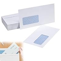 Briefumschläge Mit Fenster, 50 Stück Briefumschläge Selbstklebend Mit Fenster, Fensterumschläge mit Abziehstreifen, 80g/m² Papier, Druckbar, Weiß, Lang 225 x 115 mm, für Sichtschutz