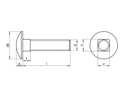 Bulloni e dadi a testa tonda con quadro