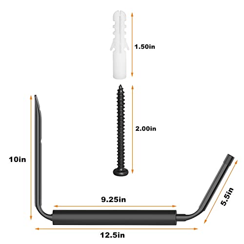 Image of WALMANN Kayak Storage Rack, Wall Mount Kayak Hooks for 3 Kayaks | for Garage, Utility Storage Hangers for Canoe, Surfboard, Skiis, Snowboard, Paddle Board, Ladders, Holds up to 50 lbs