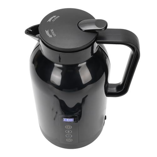 Dioche Caldera de Agua para Coche Hervidor de Agua para Coche de 1300 Ml, de Acero Inoxidable, a Prueba de Fugas, para Viajes de 12 a 24 V, Calentamiento Rápido, Pantalla LCD, Perfecto para café