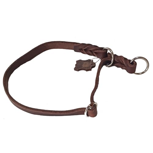 Activity4Dogs Zugstopp-Halsband mittelgroße Hunde Echt-Leder geflochten - L (Kopfumfang bis 55 cm)