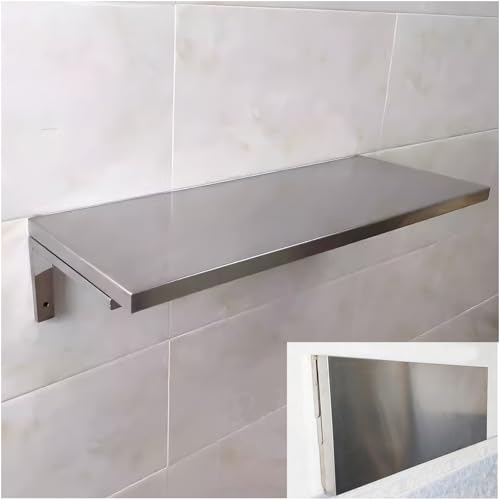Mesa de trabajo plegable de acero inoxidable para espacios pequeños, escritorio montado en la pared y mesa plegable de lavandería (35.4 x 11.8 pulgadas)