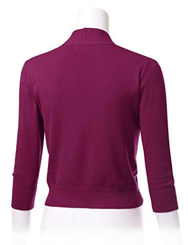 Image of Allsense Women's 3 /4 Sleeve Cropped Shrug Cardigan | Classic Bolero, Open-Front, Lightweight Soft Fine Knit Cover Up