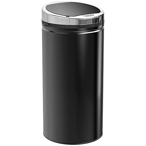 HOMCOM Cubo de Basura Sensor 42L, Cubo de Basura Eléctrico Automático con Tapa, Inoxidable, para Baño, Oficina, Cocina, Comedor, Acero, Negro