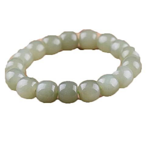 Bracelet en jade de Hetian véritable perles tonneau rétro style boulier