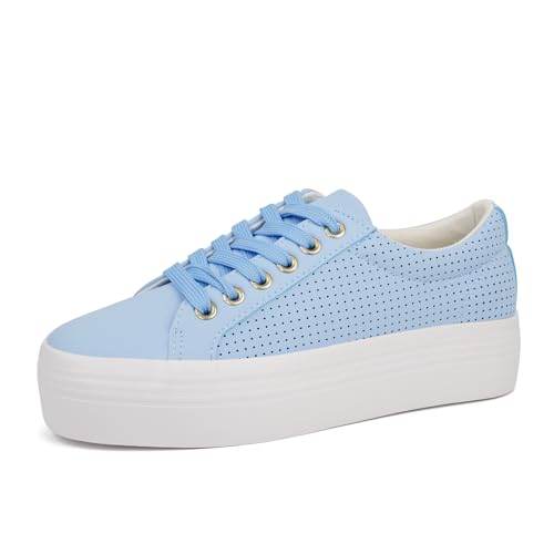 Image of JABASIC Women Lace Up Platform Sneakers Comfortable Casual Fashion Sneaker Walking Shoes