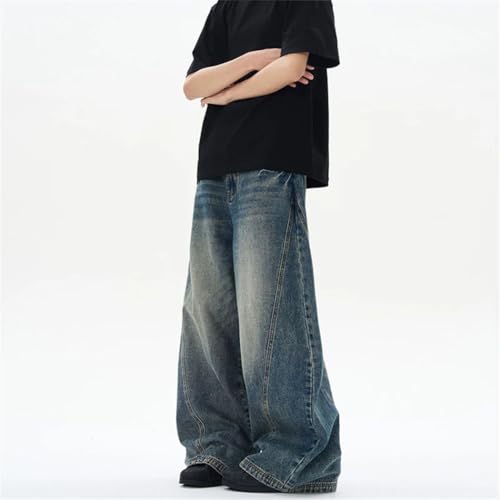 Men's Vintage Spring Oversized Wide Leg Jeans Distressed Patchwork Streetwear Loose Denim Trousers3