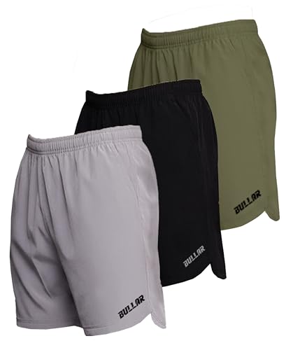 Image of BULLAR Premium Polyester Training Shorts Combo, Gym wear, Running, Sports,Workout Dryfit, Quick Dry Shorts with Drawstring