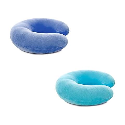 CHSG 2 Pcs Super Soft Velour Firm Memory Foam Neck Support Cushion (Travelling, Tv, Reading) Soft, Hygienic, Improved Fit And Comfort, For Airplane Car & Home Best Gift (Color Shipped Randomly) Cover