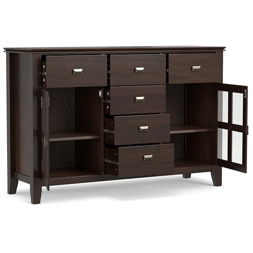 SIMPLIHOME-Artisan-Solid-Pine-Wood-54-inch-Contemporary-Sideboard-Buffet-Credenza-in-Dark-Chestnut-Brown-features-2-Doors-6-Drawers-and-2-Cabinets-with-Large-storage-spaces SIMPLIHOME Artisan Solid Pine Wood 54 inch Contemporary Sideboard Buffet Credenza in Dark Chestnut Brown features 2 Doors 6 Drawers and 2 Cabinets with Large storage spaces