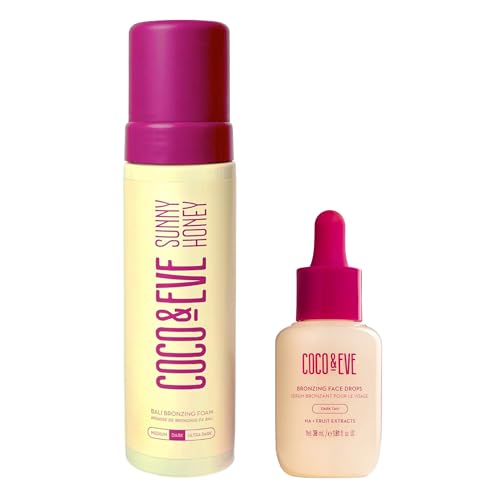 Coco & Eve Dark Sunny Honey & Face Drops Bundle - Fast Drying - Pack of 2