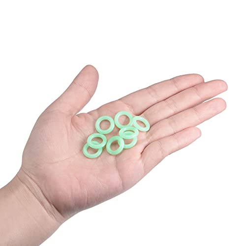 MECCANIXITY Anillos de Silicona para Estacas de Tienda, Brillan en la Oscuridad, 15mm OD 3mm Ancho, Accesorio Fluorescente para Tiendas de Camping, Verde Paquete de 50 miniatura 5