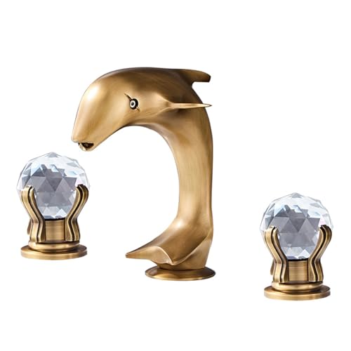 Mélangeur 3 trous anti-traces pour lavabo avec bouton cristal robuste