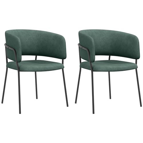HOMCOM Set Di 2 Sedie Imbottite Moderne Con Rivestimento In Tessuto Sedie Per Soggiorno E Salotto Grigio Chiaro~835 532lg