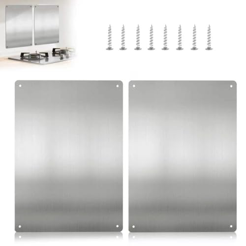 Stainless Steel Stove Backsplash Wall Guard - Heat Resistant Splatter Shield for Kitchen Wall Oil-Proof for Gas/Electric Stoves Easy Install with Pre-Drilled Holes (Brushed Silver 12x16)