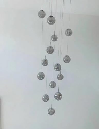 Suspension escalier design créatif en verre gris classique de villa