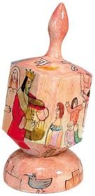 Yair Emanuel Large Wooden Dreidel with Human Figures Design