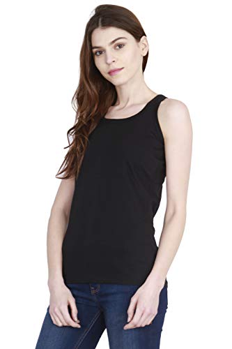 Image of FLEXIMAA Women's Cotton Plain Round Neck Sleeveless T-Shirt