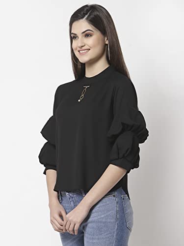 Image of Style Quotient Women Black Solid Tops