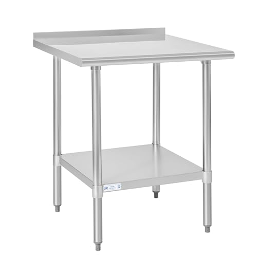 Hally Stainless Steel Table for Prep &amp; Work 30" x 30" with Backsplash NSF
