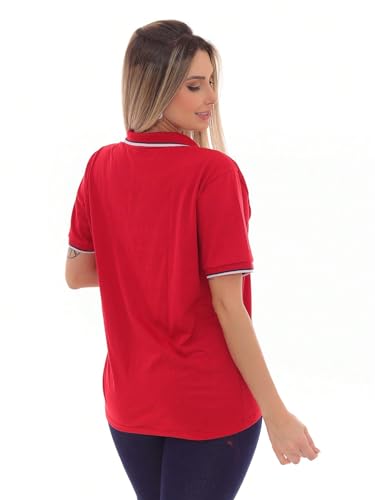 2. Camisa Polo Feminina Oversized Estampa Sortida Vermelha MT Tamanho:G;Gênero:Feminino