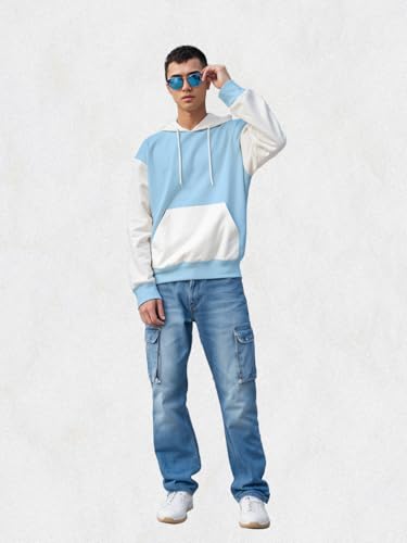 Image of crazymonk Plain Oversized Hood - Sky Blue White