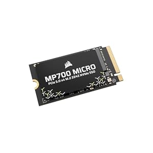Corsair MP700 Micro 4TB PCIe 5.0 NVMe M.2 2242 SSD – Hasta 9,400 MB/s de lectura, escritura de 8,100 MB/s – Velocidad Gen5 para portátiles y mini PC – Negro